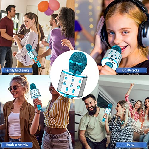 Ankuka Kids Karaoke Microphone 2 Pack,Wireless Bluetooth Karaoke Microphone For Singing Portable Handheld Mic Speaker Machine,Kids Toys For Girls Boys Gift For Birthday Party,Home Ktv(Blue & Purple) #TOP6