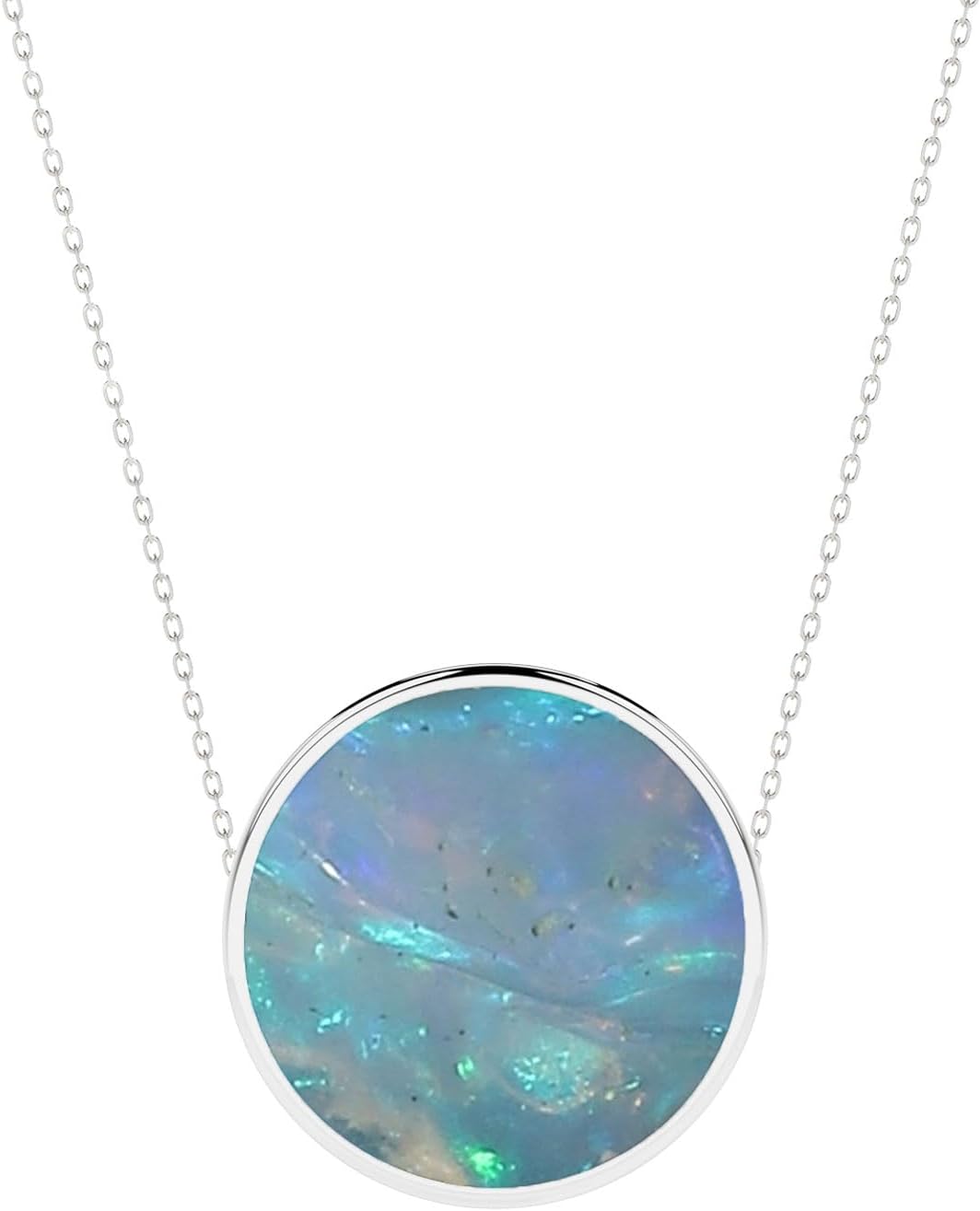 Natural Rough Shape Ethiopian Opal Slider Pendant Necklace for Women in Sterling Silver, October Birthstone Jewelry Gifts for Her Birthday, Christmas, Anniversary, Graduation - Image 4