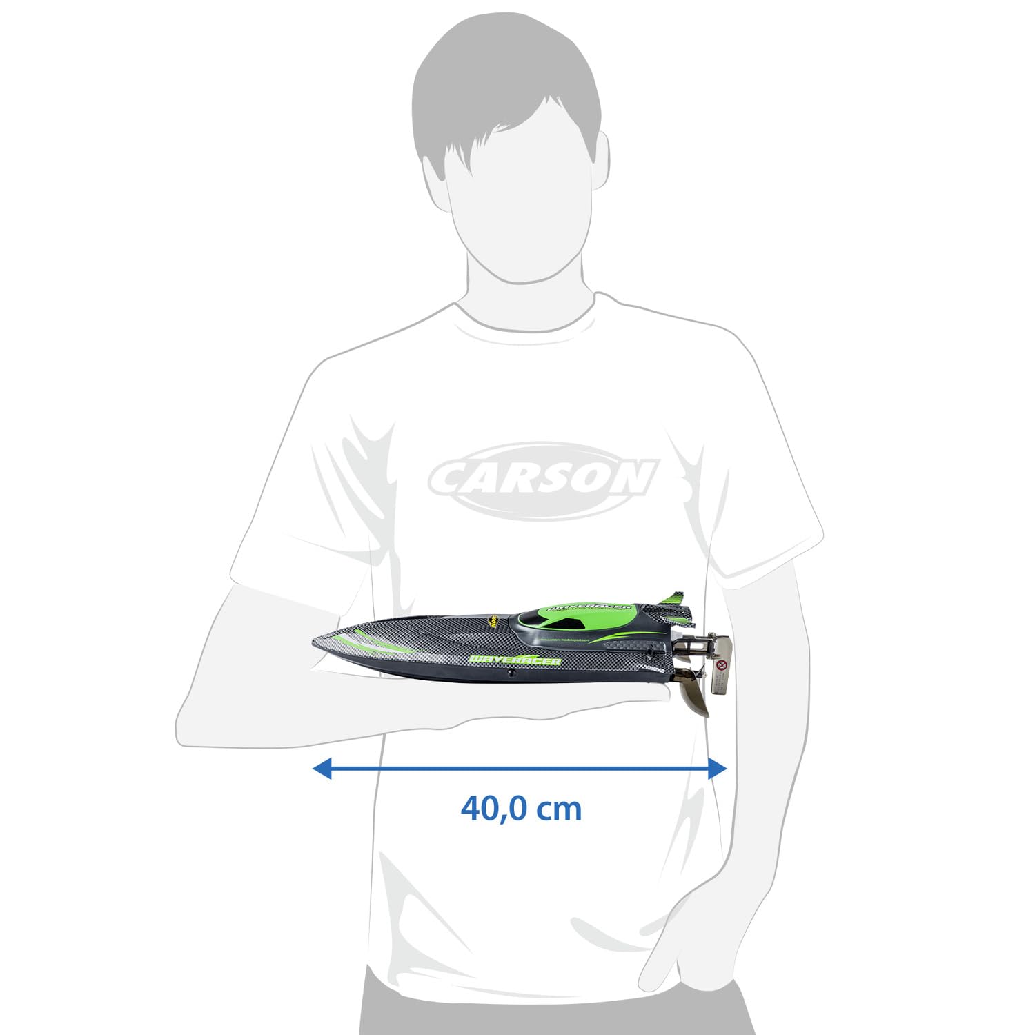 Carson Waveracer Brushless 2.4GHz 100% RTR – motoscafo RC radiocomandato, barca RC, giocattolo radiocomandato per bambini e adulti, incluso radiocomando.