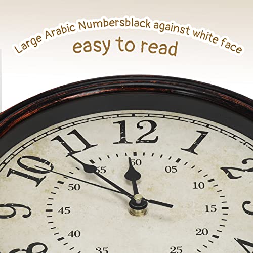 Jvxyuieh Vintage Wall Clock 12'' Retro Silent Non Ticking Clock Bronze Quartz Battery Operated Wall Clocks Decor For Living Room Kitchen Bathroom Office (No Battery Provided) #TOP2