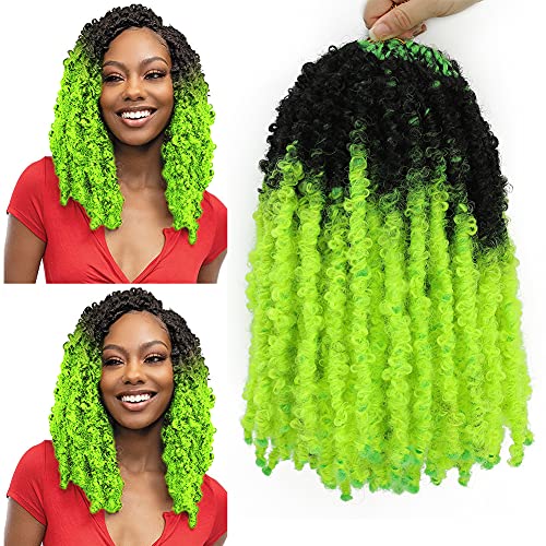 6Pack Ombre Butterfly Locs Crochet Hair 14Inch Short Bob Distressed Faux Locs Crochet Braids Soft Locs Pre Looped Goddess Locs Synthetic Hair Extensions For Women(12 Strands/Pack,1B/Green) #TOP5
