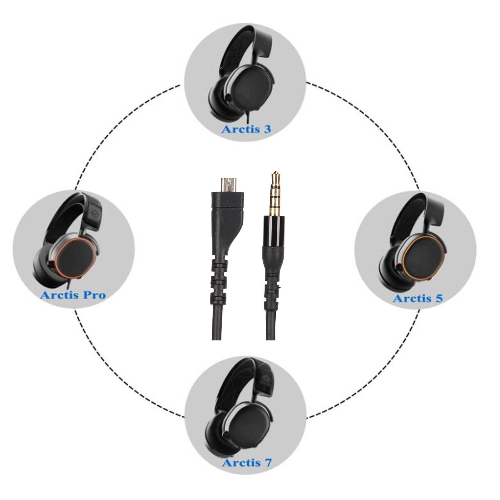 Kabel Audio Zestawu Słuchawkowego, Wymienny Kabel Audio, Kompatybilny ze Słuchawkami do Gier 3, 5, 7, Pro, Prime Gaming, 1,5 Metra