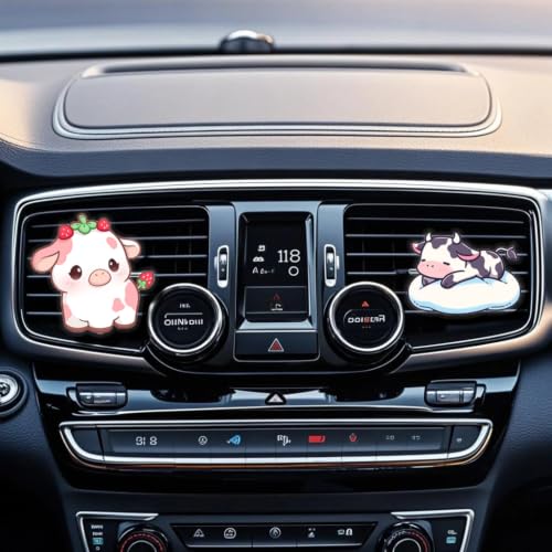 Image of Cute Car Air Freshener Clips,Cow Car Vent Clip,Car Vent Decoration Accessories,Auto Air Conditioner Clip,Automotive Interior Decoration Gifts for Girls and Women
