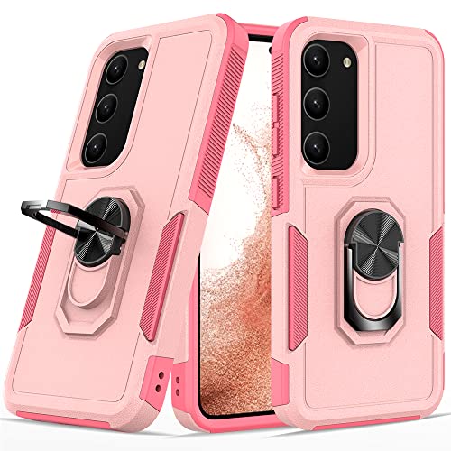 Image of Sandstone Mystery Case for Samsung Galaxy S23 Military Grade Shockproof with Metal Ring Kickstand for Samsung Galaxy S23 Phone Case - Pink