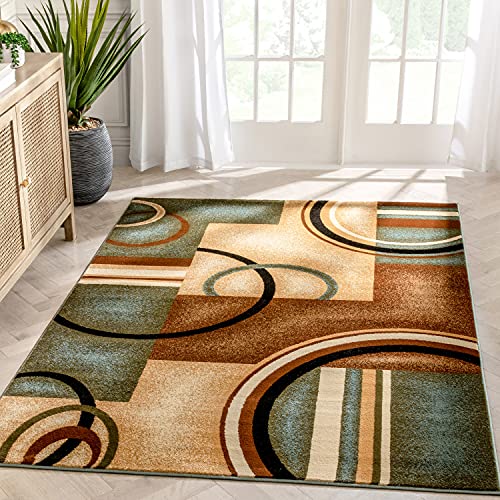 Well Woven Barclay Arcs & Shapes Light Blue Modern Geometric (5'3" x 7'3") Area Rug