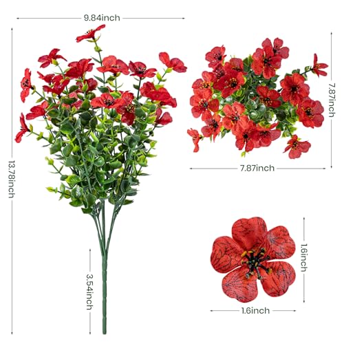 20 Bundles Artificial Flowers for Outdoor Fake Plants for Spring Decoration,Faux Eucalyptus Flowers for Planter UV Resistant Lifelike for Home Porch Garden(7 Color) - Image 3