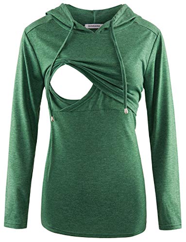 Image of GINKANA Women's Nursing Hoodie Sweatshirt Long Sleeves Breastfeeding Maternity Tops Casual Clothes