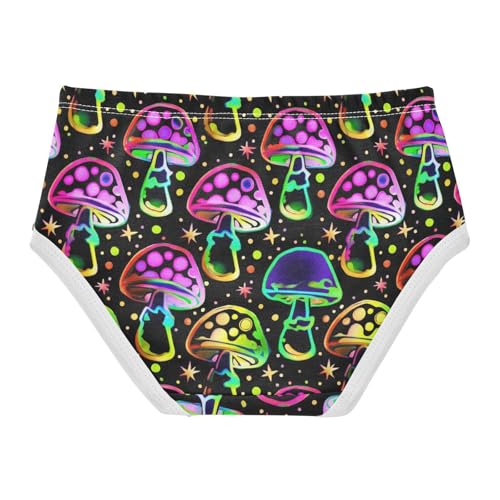Joisal Toddler Underwear Floral 2t Cotton Panties for Girl Designer Briefs Girls Undies Colorful Neon Mushrooms Purple2