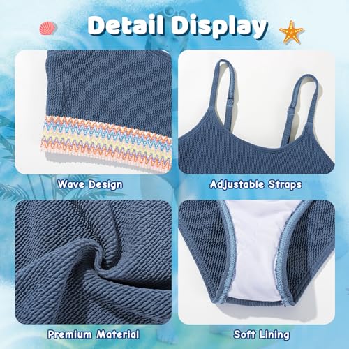 Image of Weixinbuy Girls Swimsuit Color Block Bathing Suit Adjustable Strap Two Pieces Bikini Swimsuits Beach Swimwear for Girls 9-16Y
