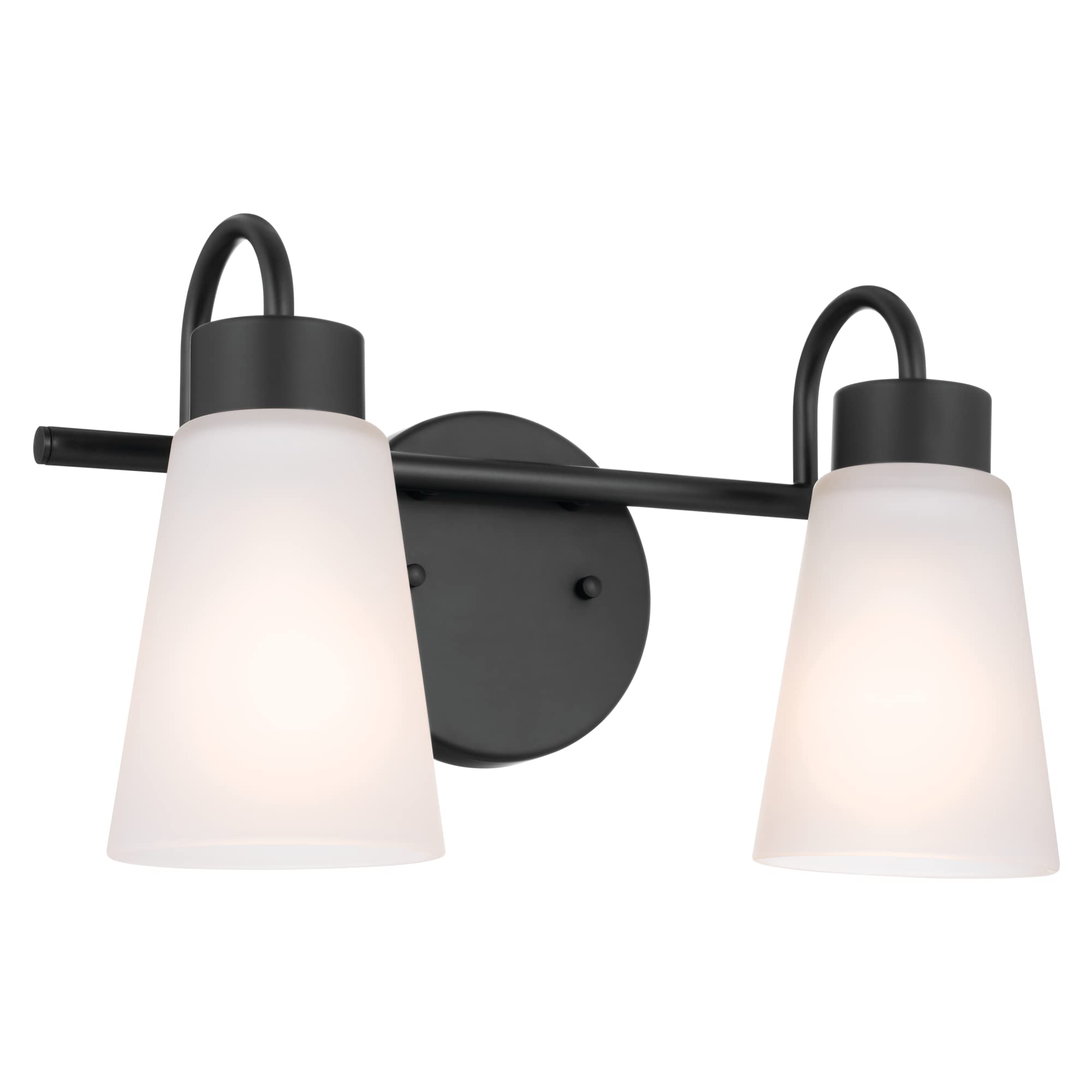 Kichler Erma 2-Light Bathroom Vanity Light Fixture with Clear Satin Etched Glass, Updated Traditional Wall Light in Black, (13.5" x 8.5")