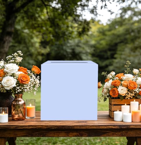 Image of SietDESEO Lavender Card Box for Graduation Large Cardboard Gift Card Box Holder for Wedding Reception Birthday Graduation Baby Shower Raffle Ticket Box with Slot