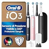 Oral-B iO3 Spazzolino Elettrico | Nero e Rosa | 4 Testine di Ricambio | Batteria a Lunga D...