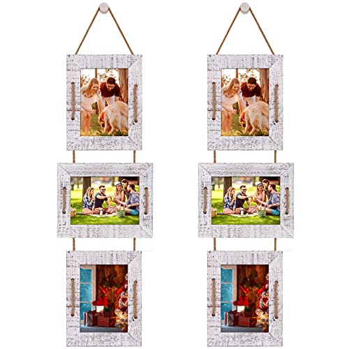 ABSWHLM 5x7 Picture Frames Rustic Solid Wood Hanging Picture Frames