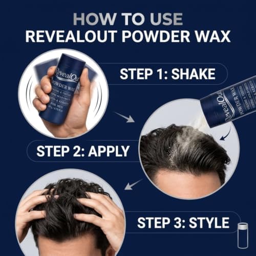 RevealOut Powder Wax for Men Volumizing Texture Powder for Hair, Strong Hold Matte Finish Styling Powder Men’s Hair Texturizer with Biotin & Keratin Instant Volume for Thin Flat Limp Hair Powder — view 3