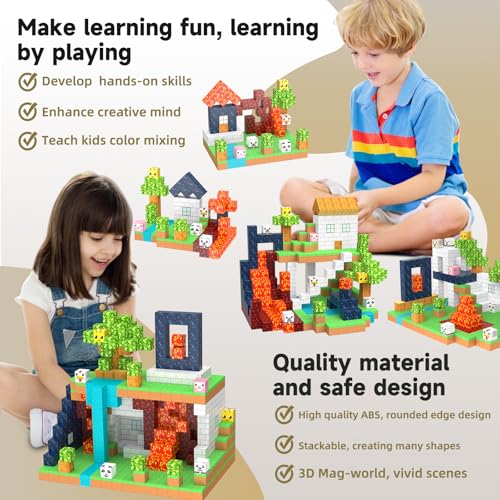 Blocchi da costruzione magnetici 150 pezzi Giocattoli magnetici sensoriali Regali di compleanno di Natale per bambini Ragazze di età 3 4 5 6 7 8 Un regalo di Pasqua Giocattolo creativo per bambini - Lego - Immagine 5