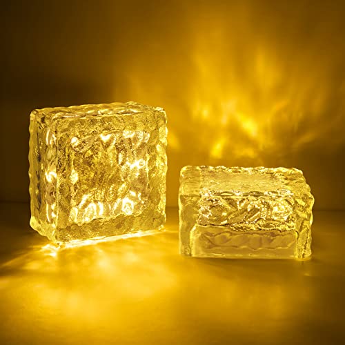 Illuminate Your Outdoor Space with ROSHWEY Solar Ground Lights - 2 Packs of Glass Solar Brick Lights
