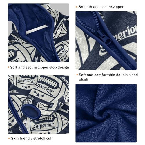 CaTaKu Boys Fleece Jacket Zip Up Hoodie Rugby Ball Star Toddler Kids Fall Winter Jacket for Boys 3-10Y3