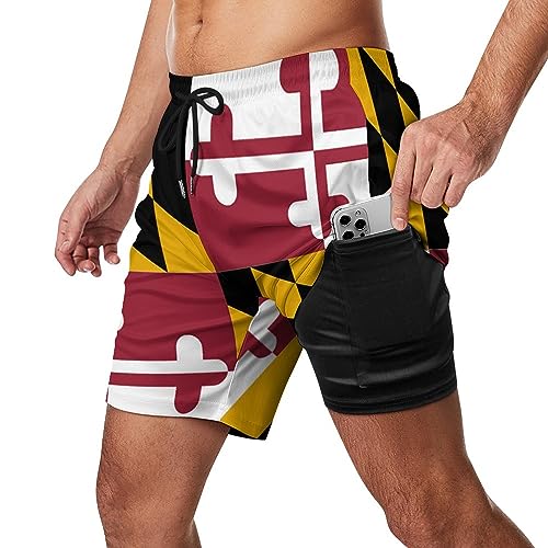 Men's Summer Flag Swim Trunks Quick Dry Surf Boardshorts Bathing Suit Shorts with Pockets2