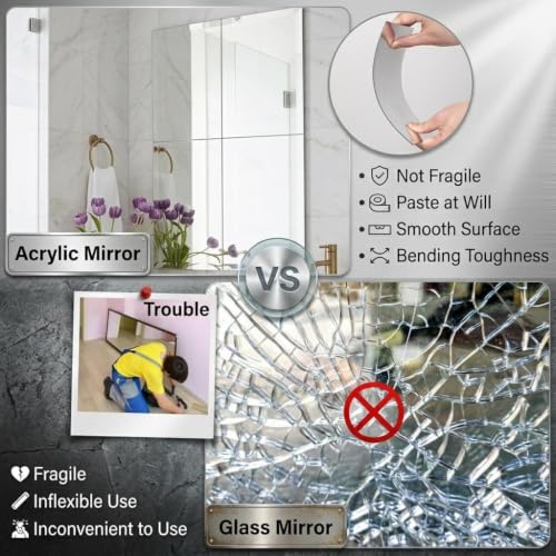 Image of OURCHEAPSTORE Modern Frameless Wall Mirror 30 x 40 cm Decorative Glass Mirror for Bedroom Living Room Bathroom Entryway and Home Decor Pack 1