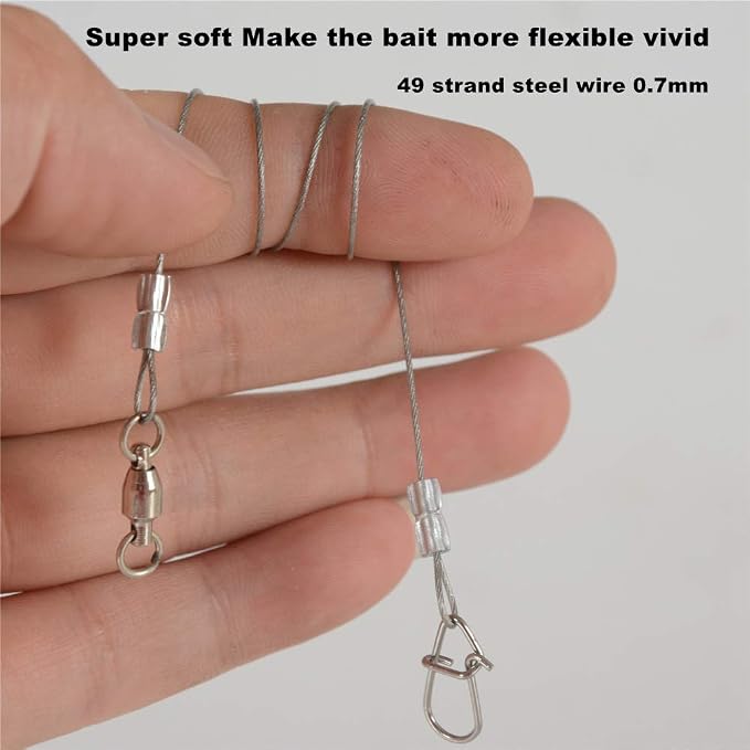 Fishing Tackle Leaders 5pcs Soft 40lb Hi-Low Rig Wire Leader miniatura 3