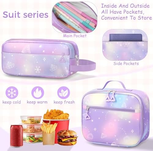 Fitvc 20 Pack Cute Girls Backpack with Lunch Box set for Girls - 4