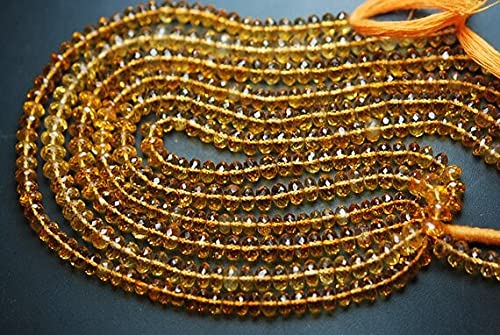 Citrine naturelle en rondelles facettées 5mm pour création de bijoux DIY