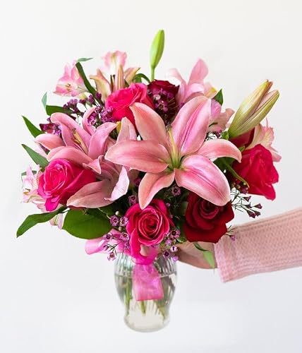 From You Flowers - Rose and Lily Bouquet with Free Vase (Fresh Flowers) Birthday, Anniversary, Get Well, Sympathy, Congratulations, Thank You - Thumbnail 3