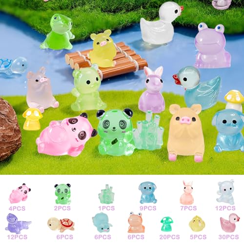 Mini cochon en résine phosphorescente et figurines ciselées pour micro paysage - 6