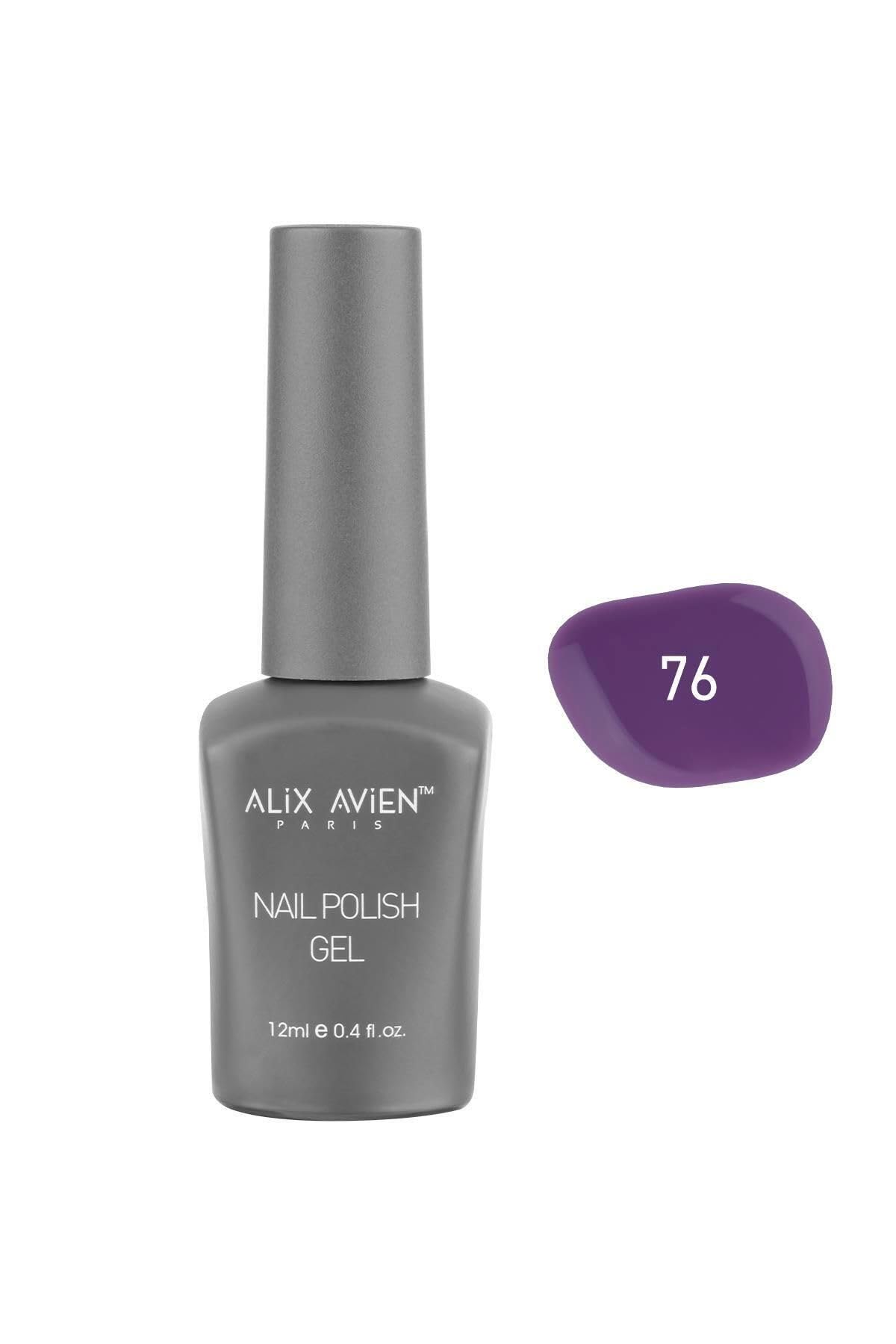 ALIX AVIEN Mor Kalıcı Oje 76-Yoğun Renk Veren Jel Oje 12 ml-Nail UV Gel Polish 76