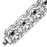 mk8355 armband Armband Silber 835 6 lila Amethyst Edelstein Kugeln 9.50ct Vintage 1920