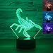 Produktbild 3D Skorpion LED optische Illusion Lampen Nachtlicht Katze Tier 7 Farben Touch Art Skulptur Lichter mit USB-Kabel Schlafzimmer Schreibtisch Tischdeko Lampe für Kinder Erwachsene