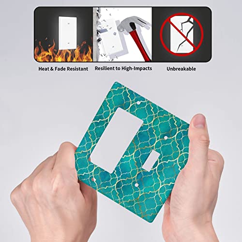 Moroccan Tiles Combination Toggle Rocker Light Switch Cover Decorative 2 Gang Wall Plate Electrical Gfci Switchplate For Bathroom Kitchen Living Room Home Decor #TOP4