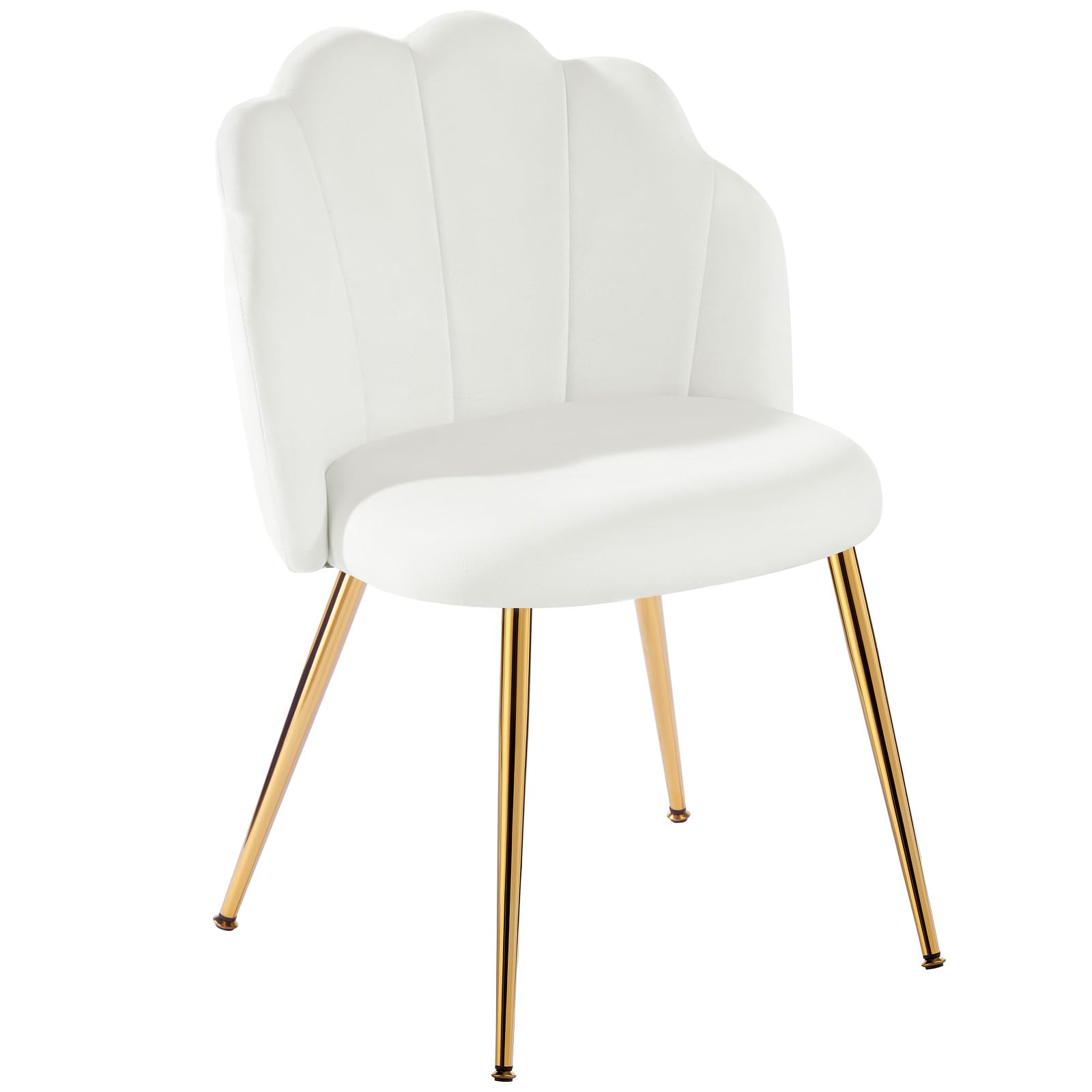 Vanity Chair with Back, Small Accent Chair for Living Room& Bedroom, with X-Frame Gold Legs, Modern Design& Easy Assemble, White image 6