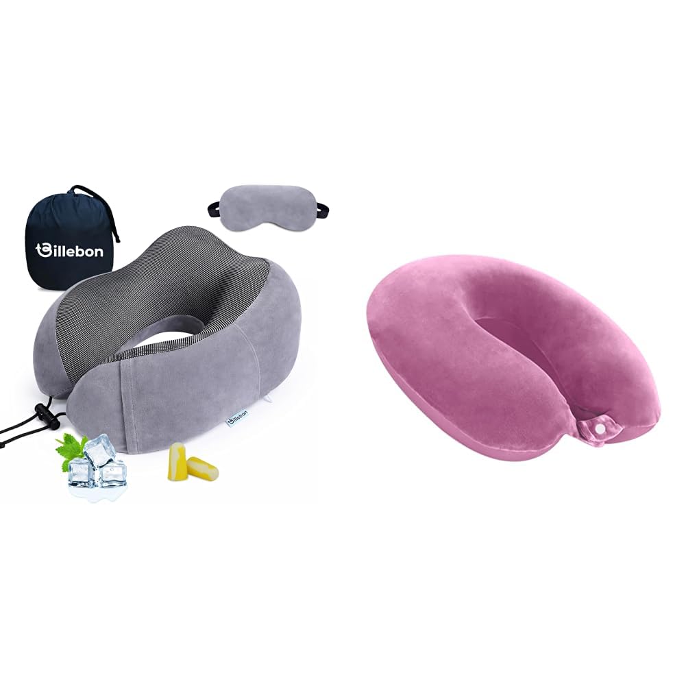 Billebon Neck Pillow for Travel – Cool-Gel Infused Memory Foam Support, U-Shape Ergonomic Design, + Cool Gel Infused Memory Foam Travel Neck Pillow with Magnetic Fabric Neck Support Pillow-image-47