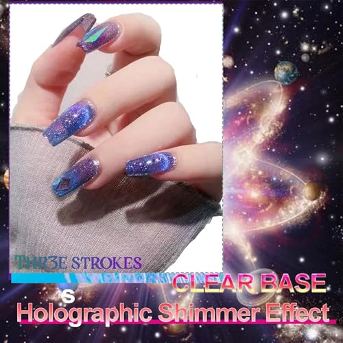 Image of THR3E STROKES 9D Glitter Finish Cat Eye Gel Nail Polish Gel Art Manicure DIY at Home Soak Off UV Gel 7.5ML (CE7, 7.5ML)