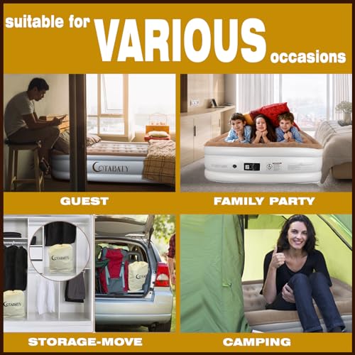 Image of 18 inch Inflatable Air Bed with Built in Pump,Inflatable bed with Self-Inflation /Deflation,Air Mattress Flocked Surface Blow Up Bed for Home Camping,203x152x45cm MAX (Double /King /Brown)