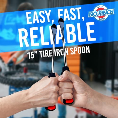 Image of BAJA NO PINCH 15 inch Steel Tire Spoon | Lever Iron Tool Kit | Professional Tire Changing Tool for Enduro Motocross | Motorcycle | Dirt Bike | Easy-to-Use Tire Repair Tool | Dirt Bike Tire Spoons