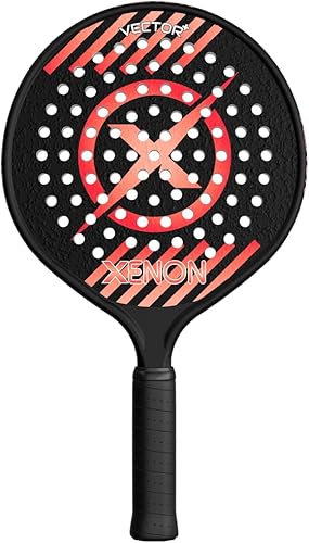 Vector+ - Pala de tenis con plataforma de xenón, cabeza de gran tamaño, mango pesado, núcleo de espuma de firmeza media, potencia y control, agarre