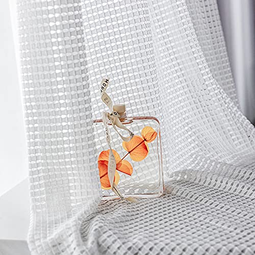 2 Panels Semi Sheer Curtains White Window Treatment Voile Curtain Pencil Pleat for Living Room Bedroom Kitchen Balcony,White,W200xL270cm - Image 3