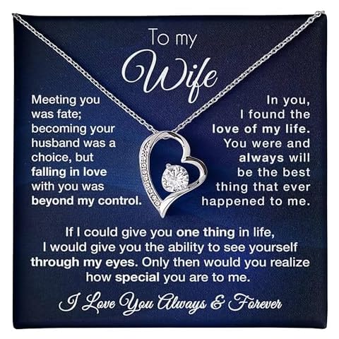 To My Wife the best thing that ever happened to me, Forever Love Necklace, Gifts For Wife, Gift For Wife Romantic, Christmas Birthday Gift, Valentine Gift for her (Standard Box - Forever Love Necklace, 14k White Gold Finish) Cover