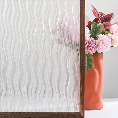 FEOMOS Film Electrostatique de Vitrage Film de Fenêtre Décoratif san Colle Réutilisable Motif des Vagues de l'Océan 44cm x 200cm Cover