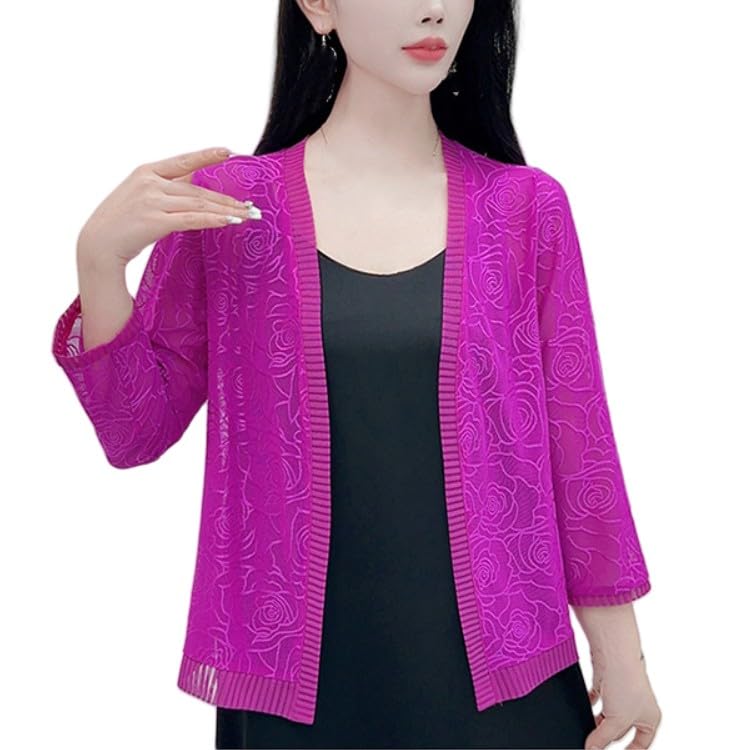 Chaqueta Fina Mujer,Cárdigan De Punto De Jacquard para Mujer, Manga Larga, Frente Abierto, Ligero, para Verano, para Cubrirse, Bolero, Chaqueta para Ocasiones Especiales, para Vestidos De Noche, In