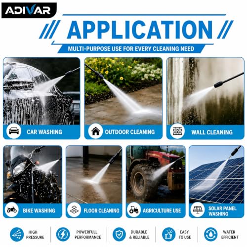 Image of AD-180 High Pressure Washer | 2000W Motor | 180 Bar Max Pressure | 7 L /Min Flow Rate | Portable Electric Washer for Car, Bike, Solar Panal, Walkways & Home Cleaning