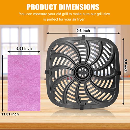 Air Fryer Grill Pan For Chefman Turbotouch Easy View Air Fryer 8 Qt, Food Grade Non-Stick Air Fryer Accessories Replacement Tray Rack Parts Grill Crisper Plate With Rubber Bumpers, Dishwasher Safe #TOP1