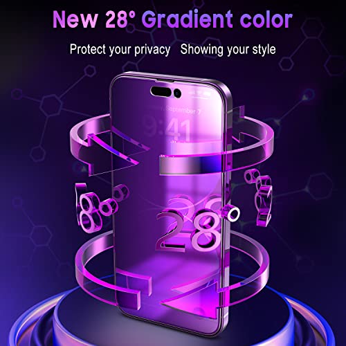 Image of Uyiton SHILD Privacy Screen Protector for iPhone 14 Pro Max-Anti-Spy, Anti-Blue Light, HD Full Coverage Tempered Glass with Frame, Purple