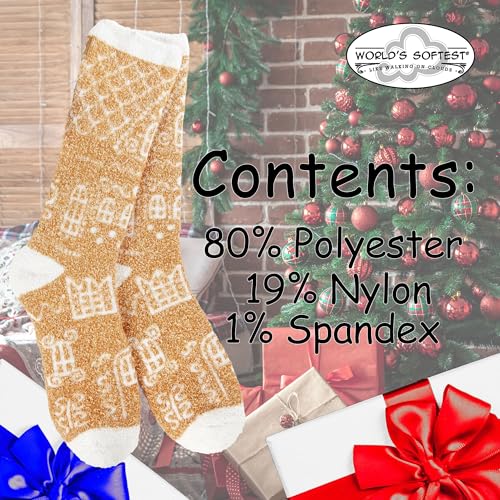 Image of World's Softest Cozy Collection Crew Socks - Smooth Multi Colors Cozy Socks - Knit Top Holiday Spirit Fashion Socks