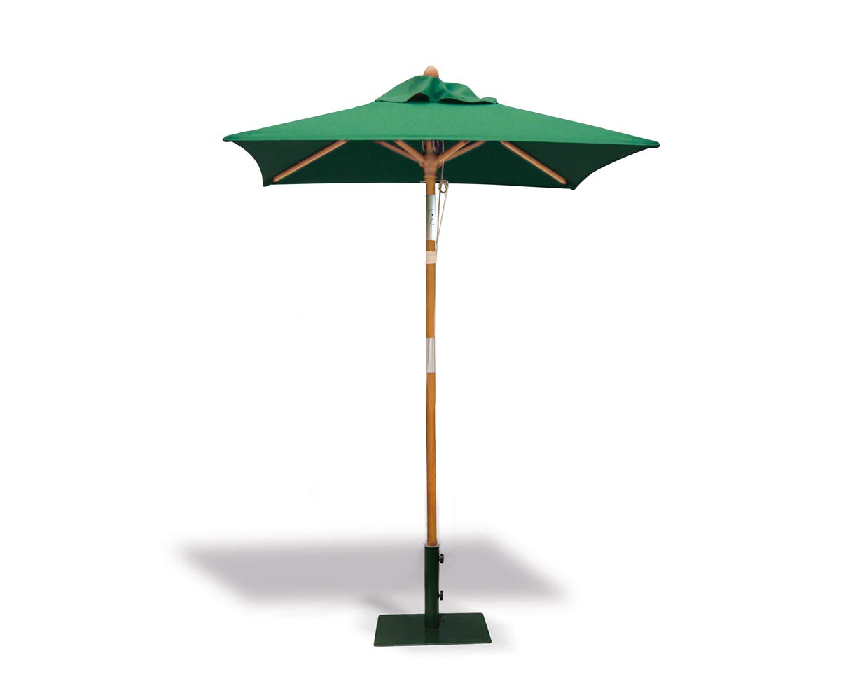 Jati Umbra 1.5m Small Tilting Garden Parasol with Cover (Green) - Square | Single-Pulley | 2-Part Pole