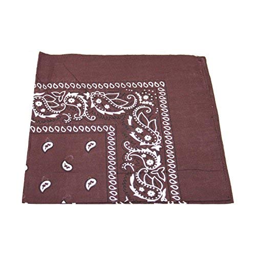 [UK SELLER] Men's/Women's Bandana Head Scarf Neck Scarves Paisley 100% COTTON (brown)