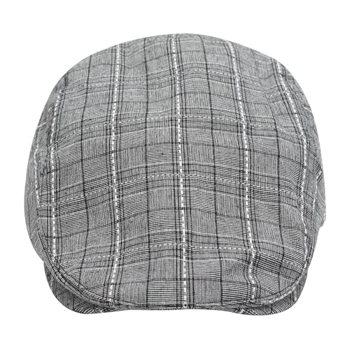 Image of ZLYC Men Cotton Flat Cap Summer Scally Ivy Gatsby Newsboy Beret Driver Cabbie Hunting Hat
