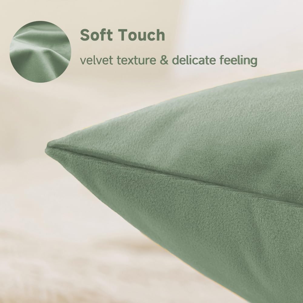 Sage Green Microfiber 16" x 16" Decorative Throw Pillow Covers